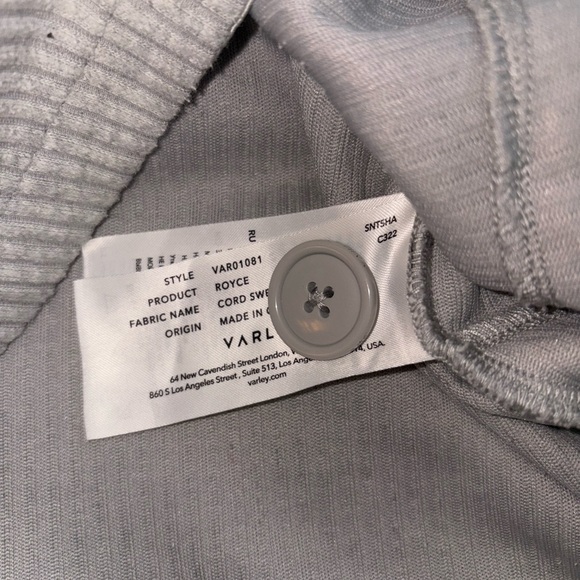 Varley Royce Corded Sweatshirt Gray Button Neck Oversized Women’s Large - Picture 9 of 9